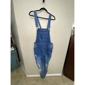 Wax Jeans womens Overalls 2Xl denim cotton straight leg adjustable distressed